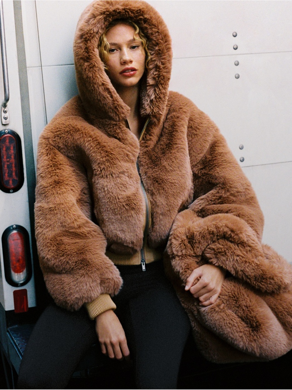 SKIMS Plush Faux Fur Bomber Jacket in Camel NWT never worn super soft!!
